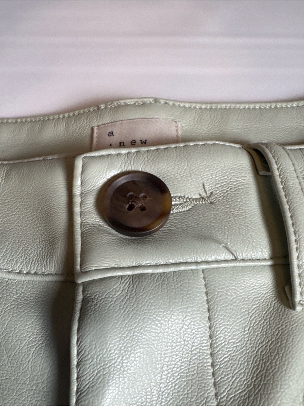 a new day Mint Green Leather-Trim Pants - Picture 3 of 6